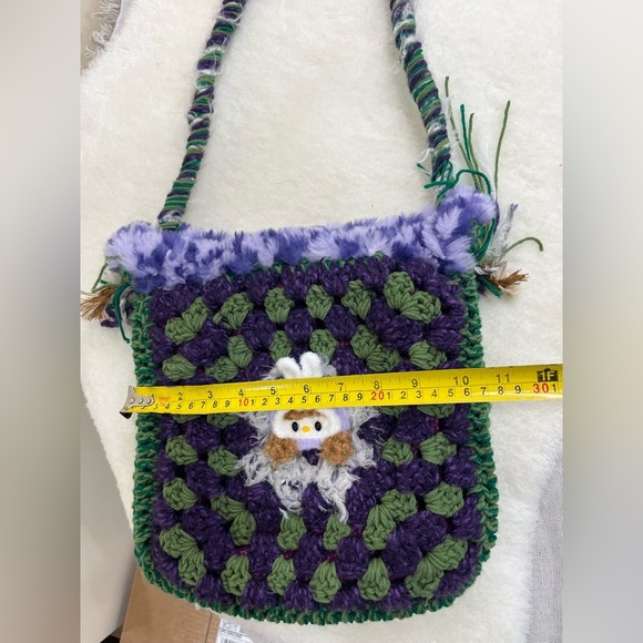 Handcrafted Green and Purple Crochet Bag - Picture 8 of 12